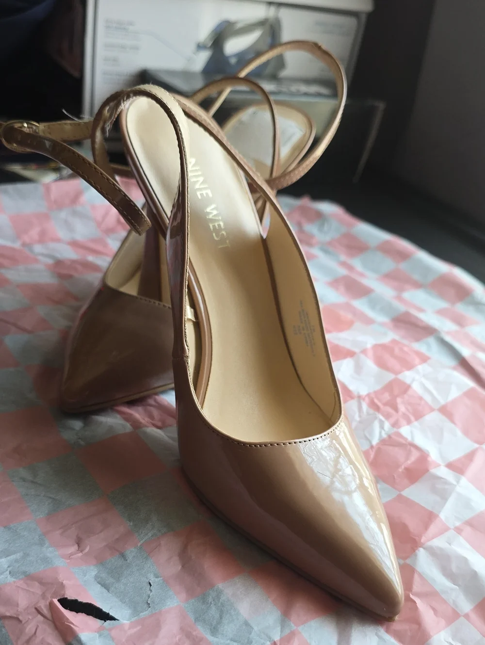 Nine West Pointed Toe Slingback Heels in Brown